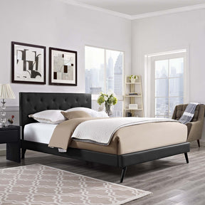 Modway Furniture Modern Tarah Full Vinyl Platform Bed with Round Splayed Legs - MOD-5976-Minimal & Modern