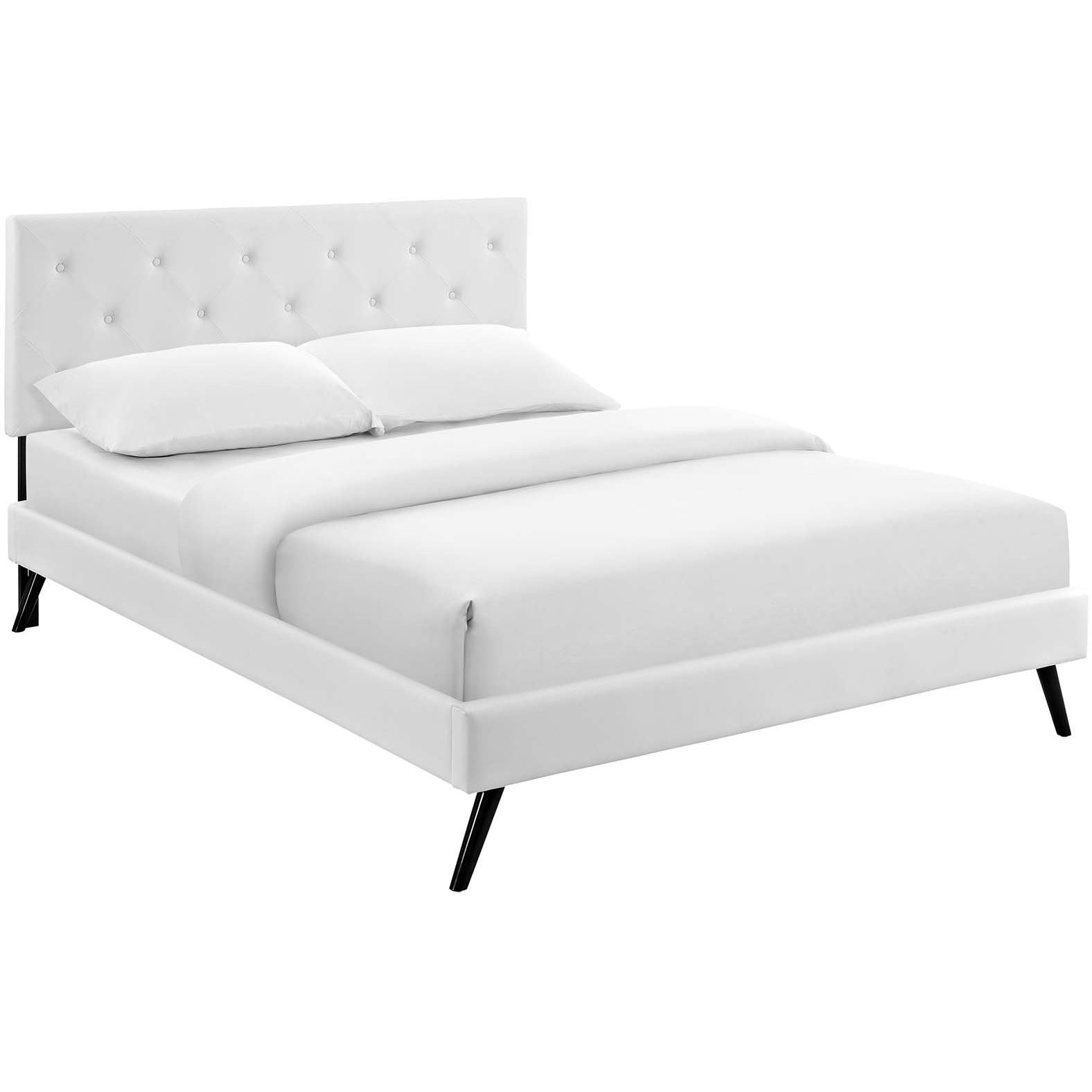 Modway Furniture Modern Tarah Full Vinyl Platform Bed with Round Splayed Legs - MOD-5976-Minimal & Modern