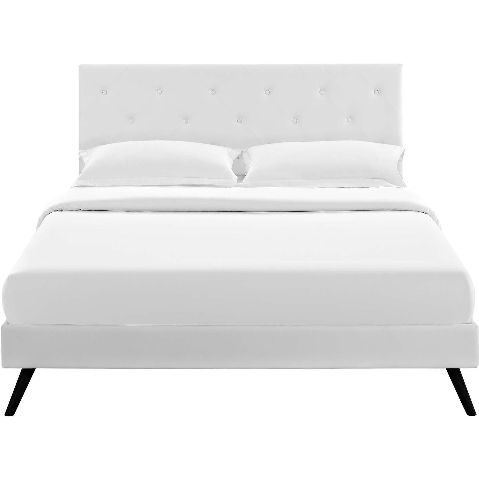 Modway Furniture Modern Tarah Full Vinyl Platform Bed with Round Splayed Legs - MOD-5976-Minimal & Modern