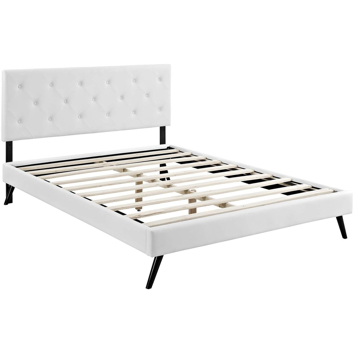 Modway Furniture Modern Tarah Queen Vinyl Platform Bed with Round Splayed Legs - MOD-5978-Minimal & Modern