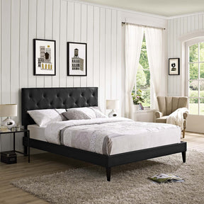 Modway Furniture Modern Tarah Full Vinyl Platform Bed with Squared Tapered Legs - MOD-5984-Minimal & Modern