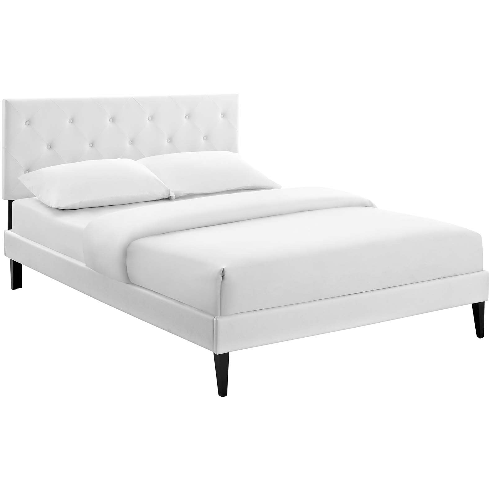 Modway Furniture Modern Tarah Full Vinyl Platform Bed with Squared Tapered Legs - MOD-5984-Minimal & Modern