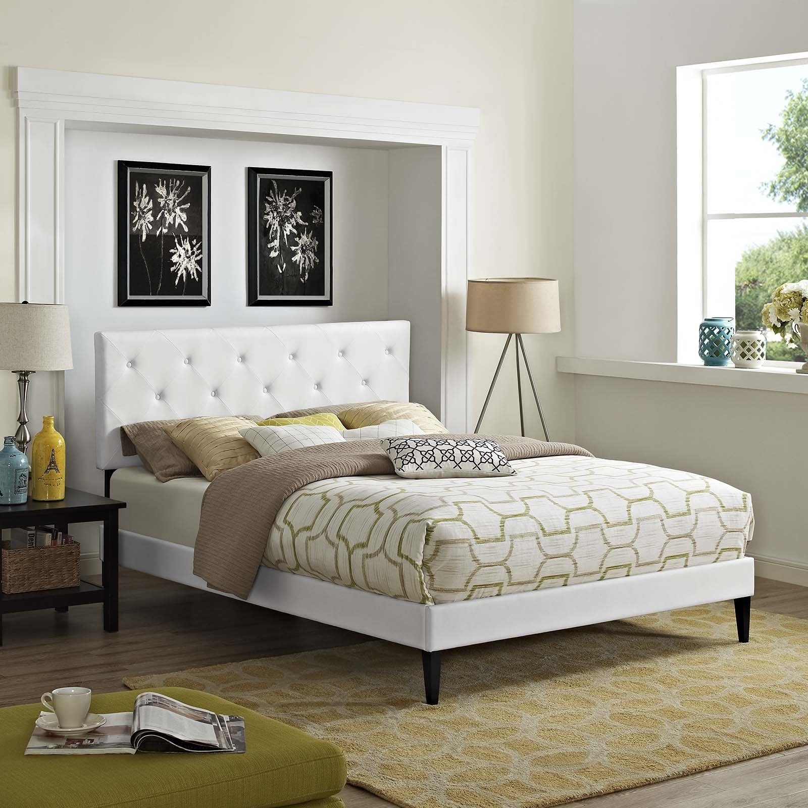 Modway Furniture Modern Tarah Full Vinyl Platform Bed with Squared Tapered Legs - MOD-5984-Minimal & Modern