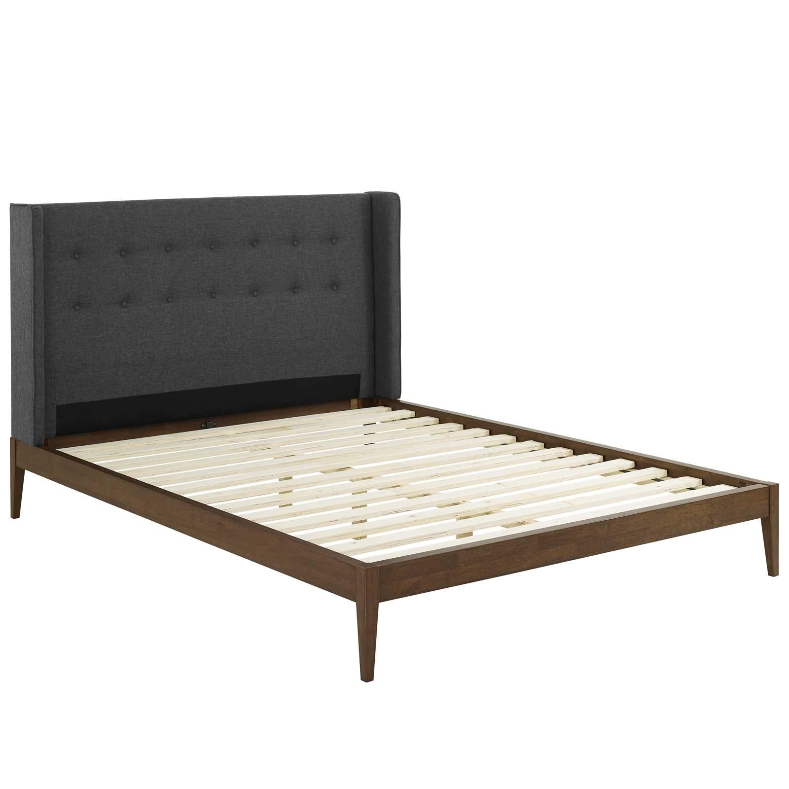 Modway Furniture Modern Hadley Queen Wingback Upholstered Polyester Fabric Platform Bed - MOD-6003