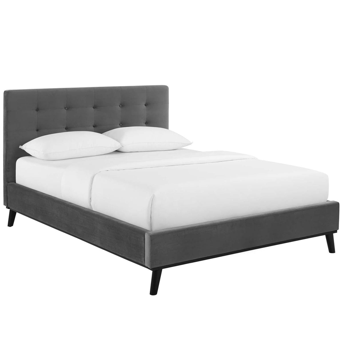 Modway Furniture Modern McKenzie Queen Biscuit Tufted Performance Velvet Platform Bed - MOD-6006