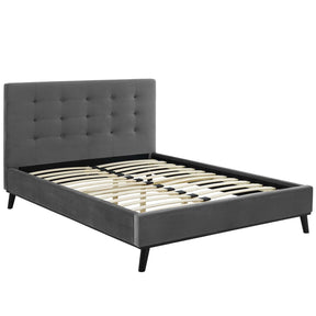 Modway Furniture Modern McKenzie Queen Biscuit Tufted Performance Velvet Platform Bed - MOD-6006