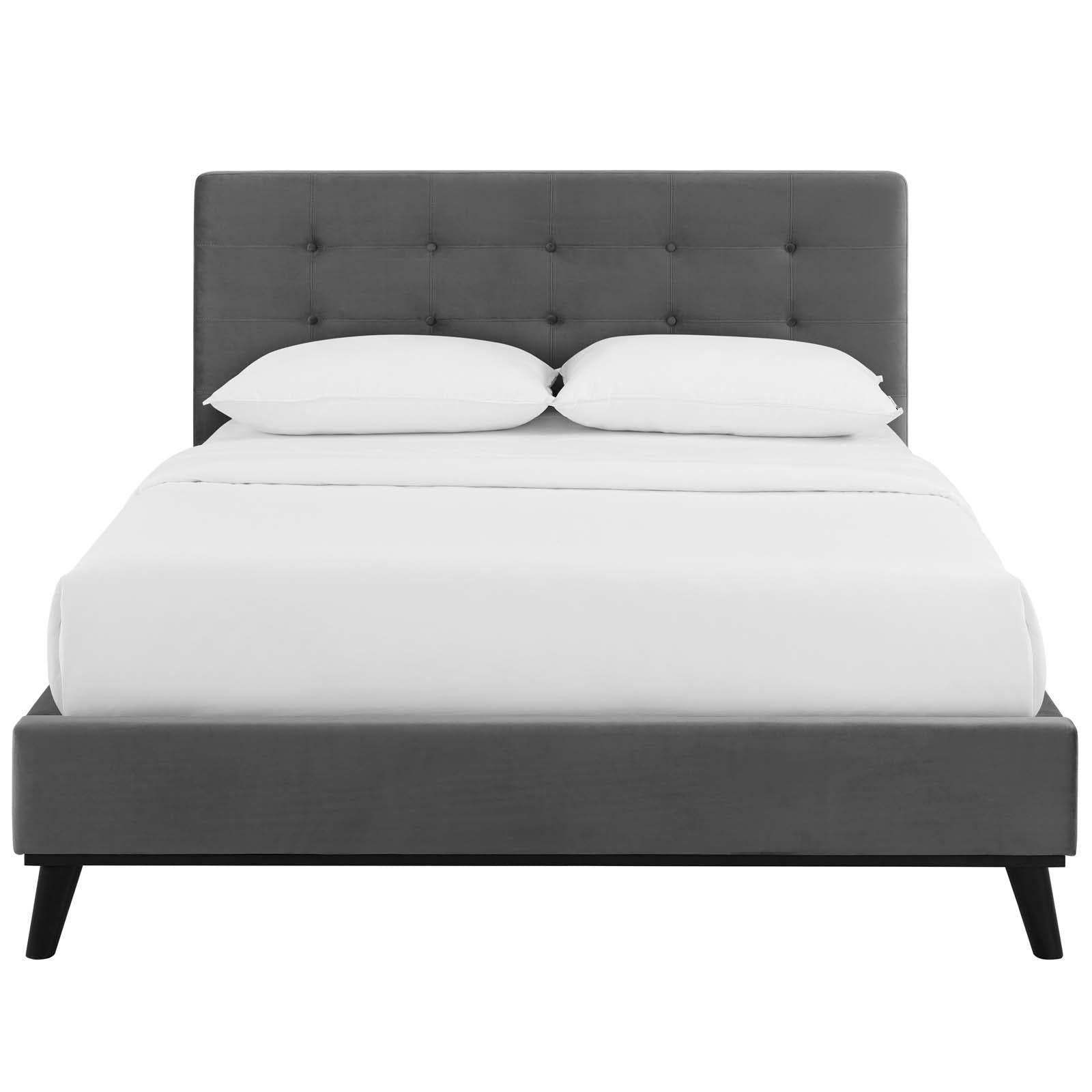 Modway Furniture Modern McKenzie Queen Biscuit Tufted Performance Velvet Platform Bed - MOD-6006