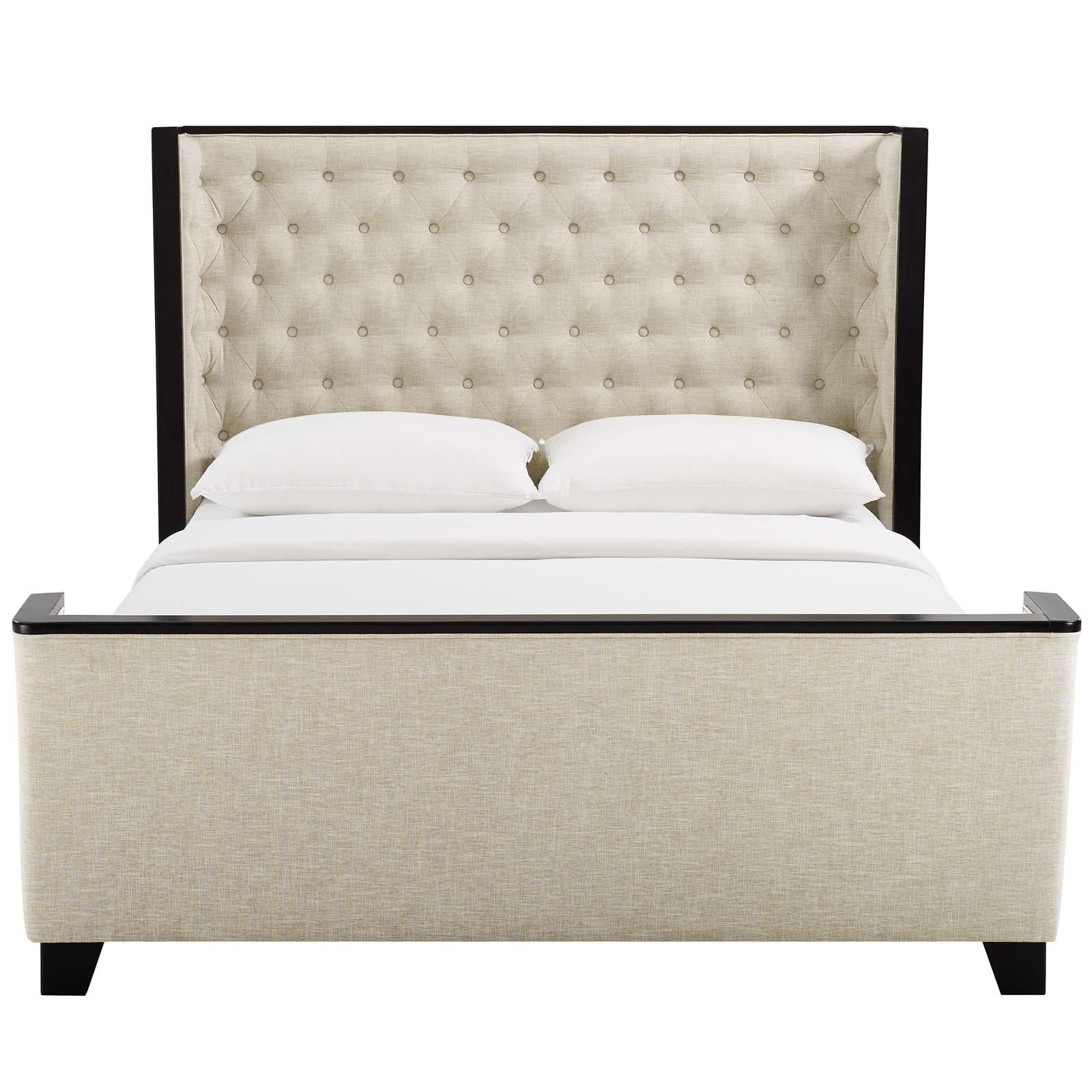 Modway Furniture Modern Galia Queen Upholstered Linen Fabric Platform Bed - MOD-6052