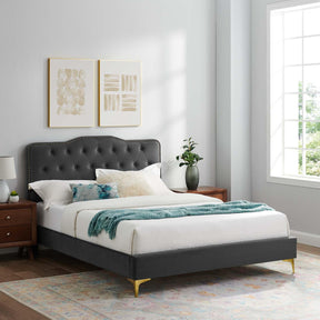 Modway Furniture Modern Amber Tufted Performance Velvet Twin Platform Bed - MOD-6778