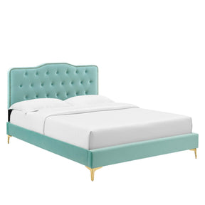 Modway Furniture Modern Amber Tufted Performance Velvet Twin Platform Bed - MOD-6778