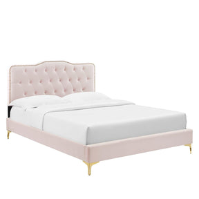 Modway Furniture Modern Amber Tufted Performance Velvet Twin Platform Bed - MOD-6778