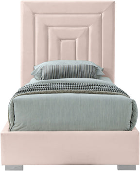 Meridian Furniture Nora Pink Velvet Twin Bed