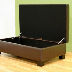 Baxton Studio Gallo Dark Brown Leather Storage Ottoman  Baxton Studio-ottomans-Minimal And Modern - 3