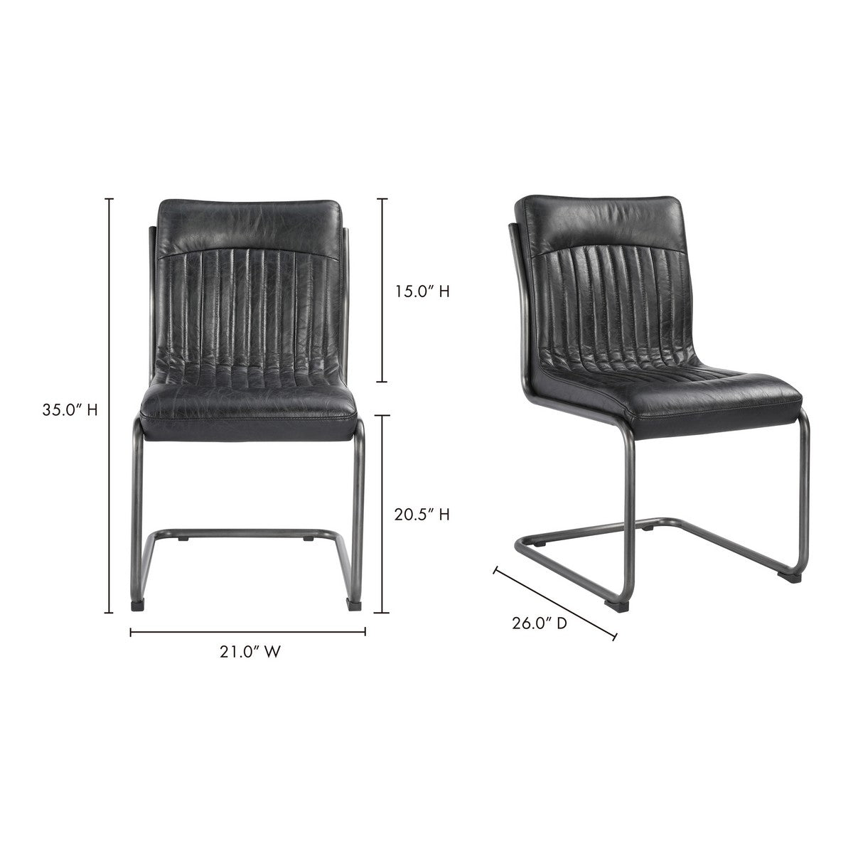 Moe's Home Collection Ansel Dining Chair Black-Set of Two - PK-1043-02