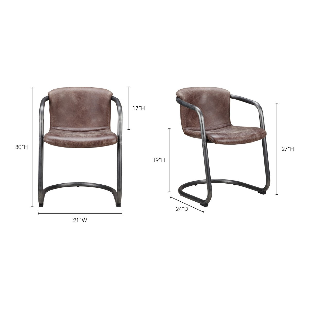 Moe's Home Collection Freeman Dining Chair Light Brown-Set of Two - PK-1059-03