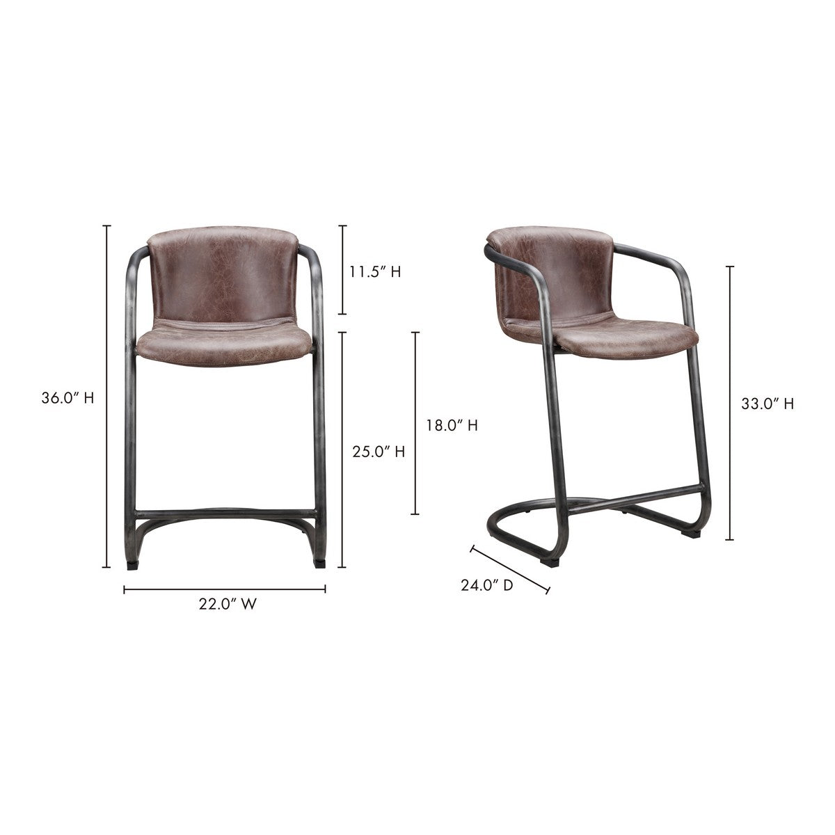 Moe's Home Collection Freeman Counter Stool Light Brown-Set of Two - PK-1061-03