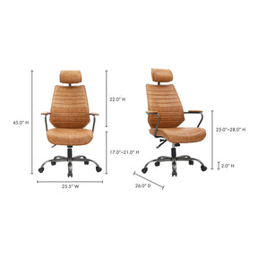 Moe's Home Collection Executive Swivel office Chair Cognac - PK-1081-23