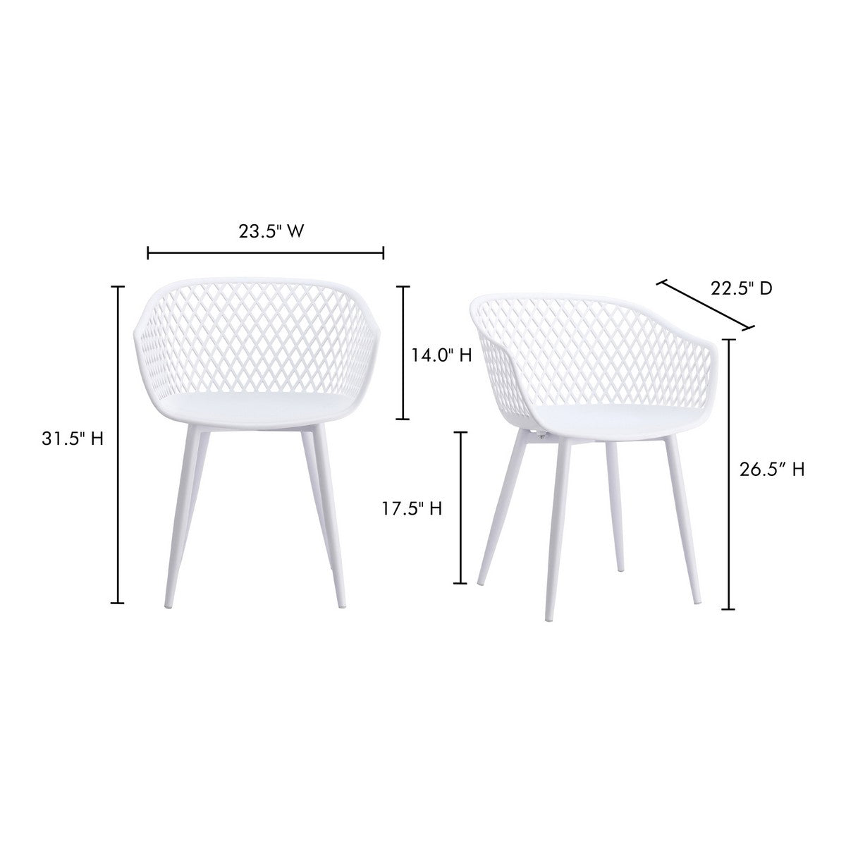 Moe's Home Collection Piazza Outdoor Chair White-Set of Two - QX-1001-18