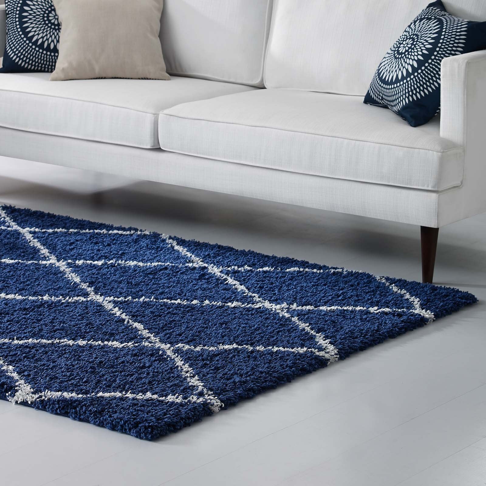 Modway Furniture Modern Toryn Diamond Lattice 5x8 Shag Area Rug - R-1144-58