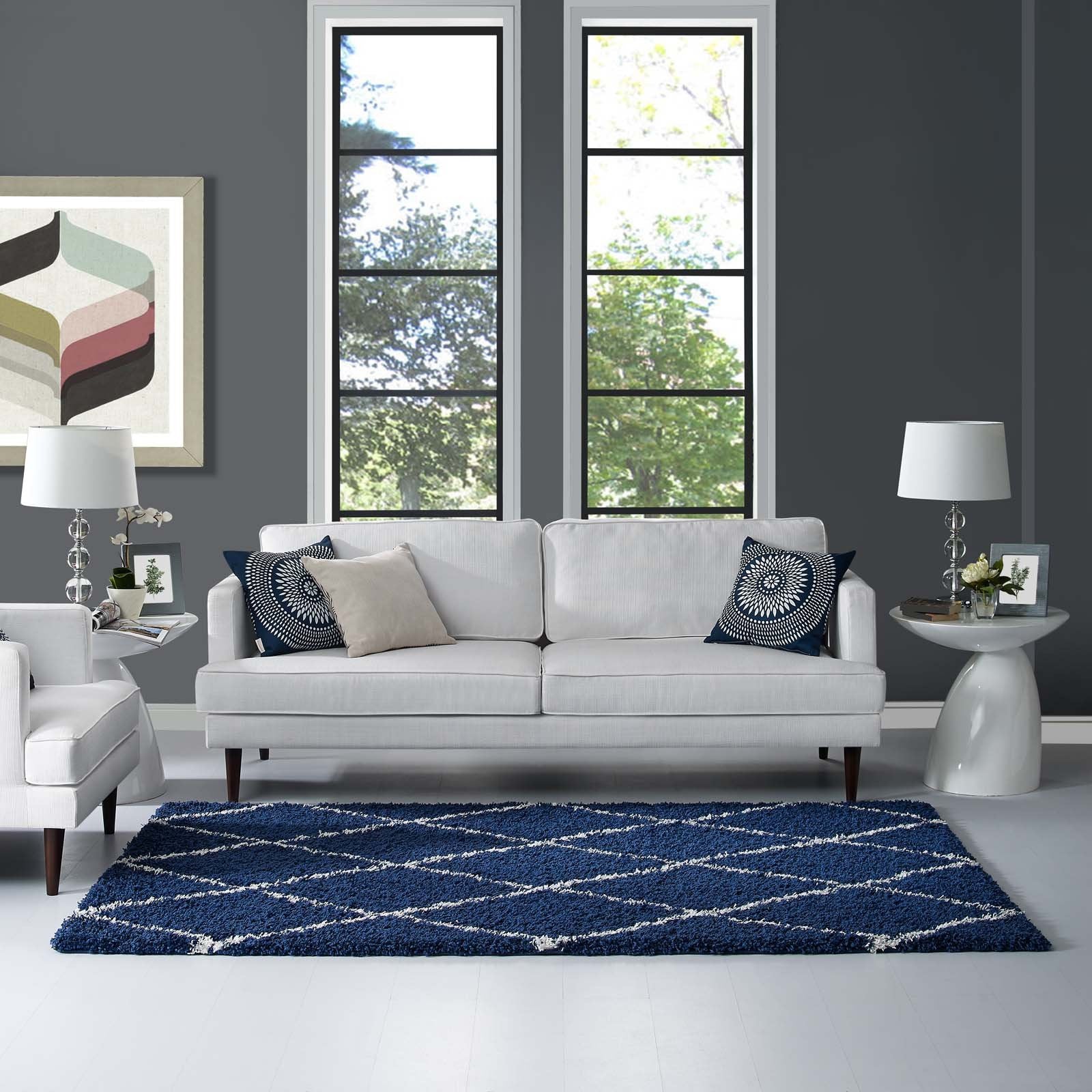 Modway Furniture Modern Toryn Diamond Lattice 5x8 Shag Area Rug - R-1144-58