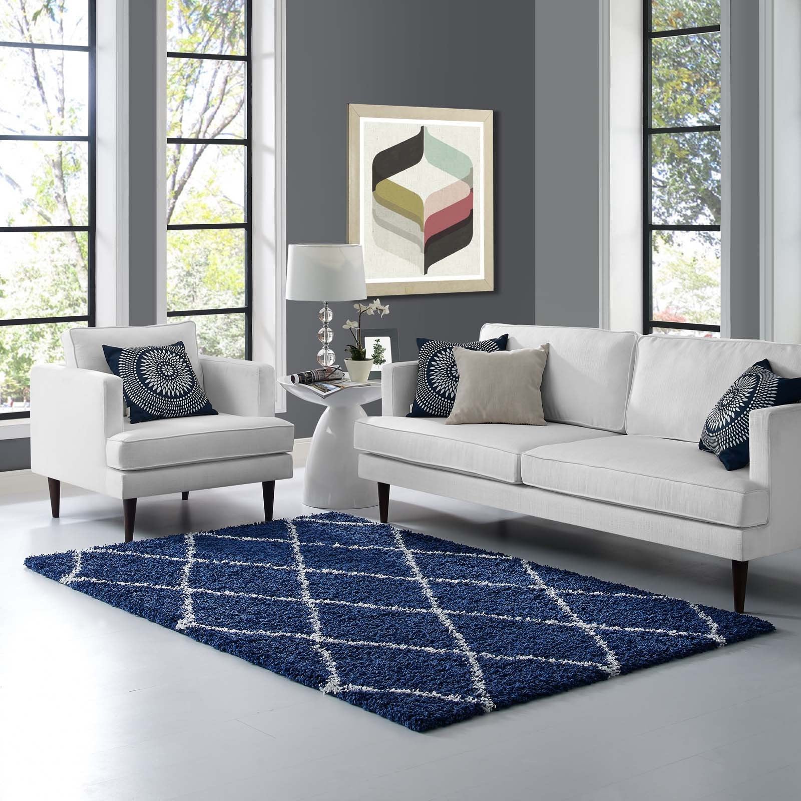 Modway Furniture Modern Toryn Diamond Lattice 5x8 Shag Area Rug - R-1144-58