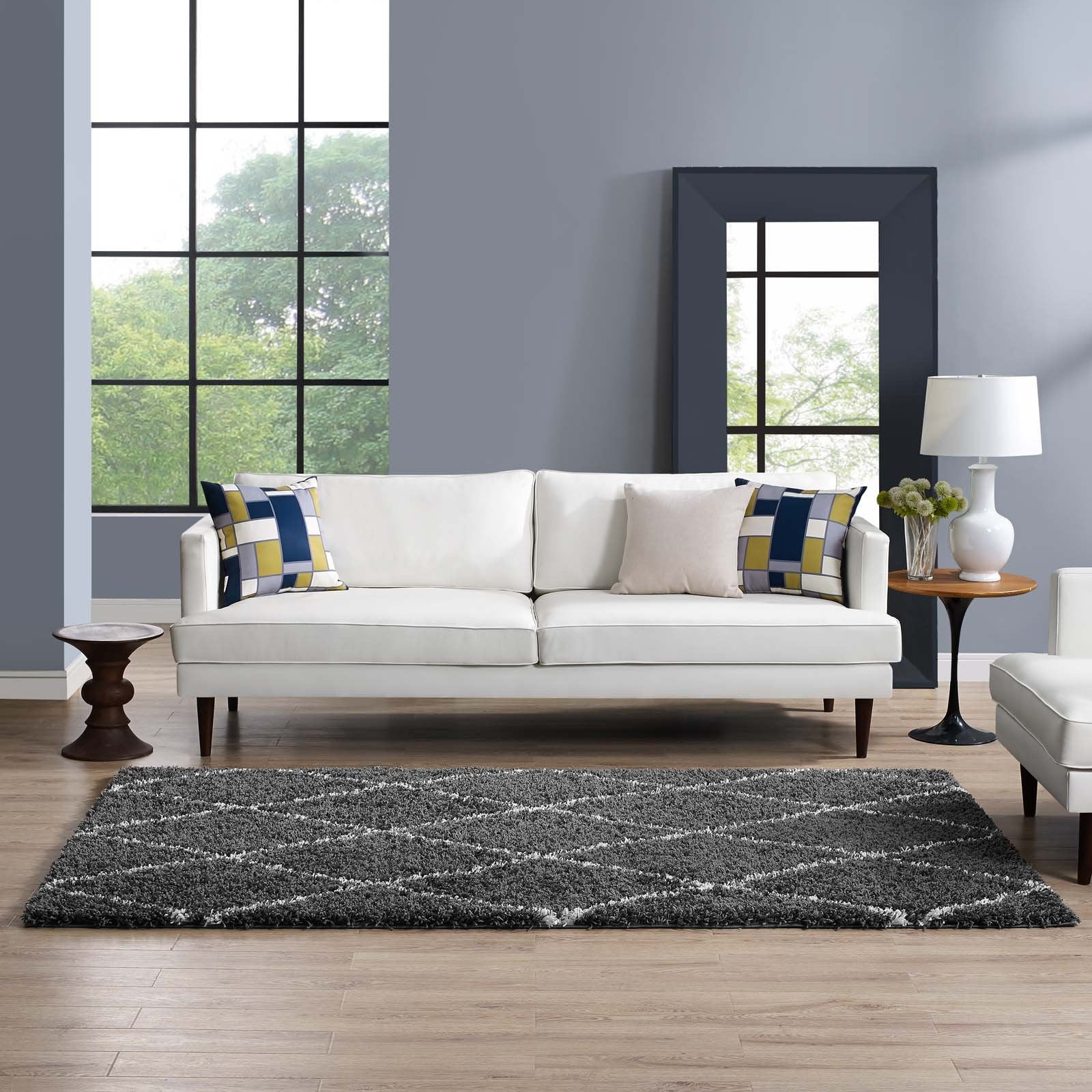 Modway Furniture Modern Toryn Diamond Lattice 5x8 Shag Area Rug - R-1144-58