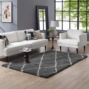 Modway Furniture Modern Toryn Diamond Lattice 5x8 Shag Area Rug - R-1144-58