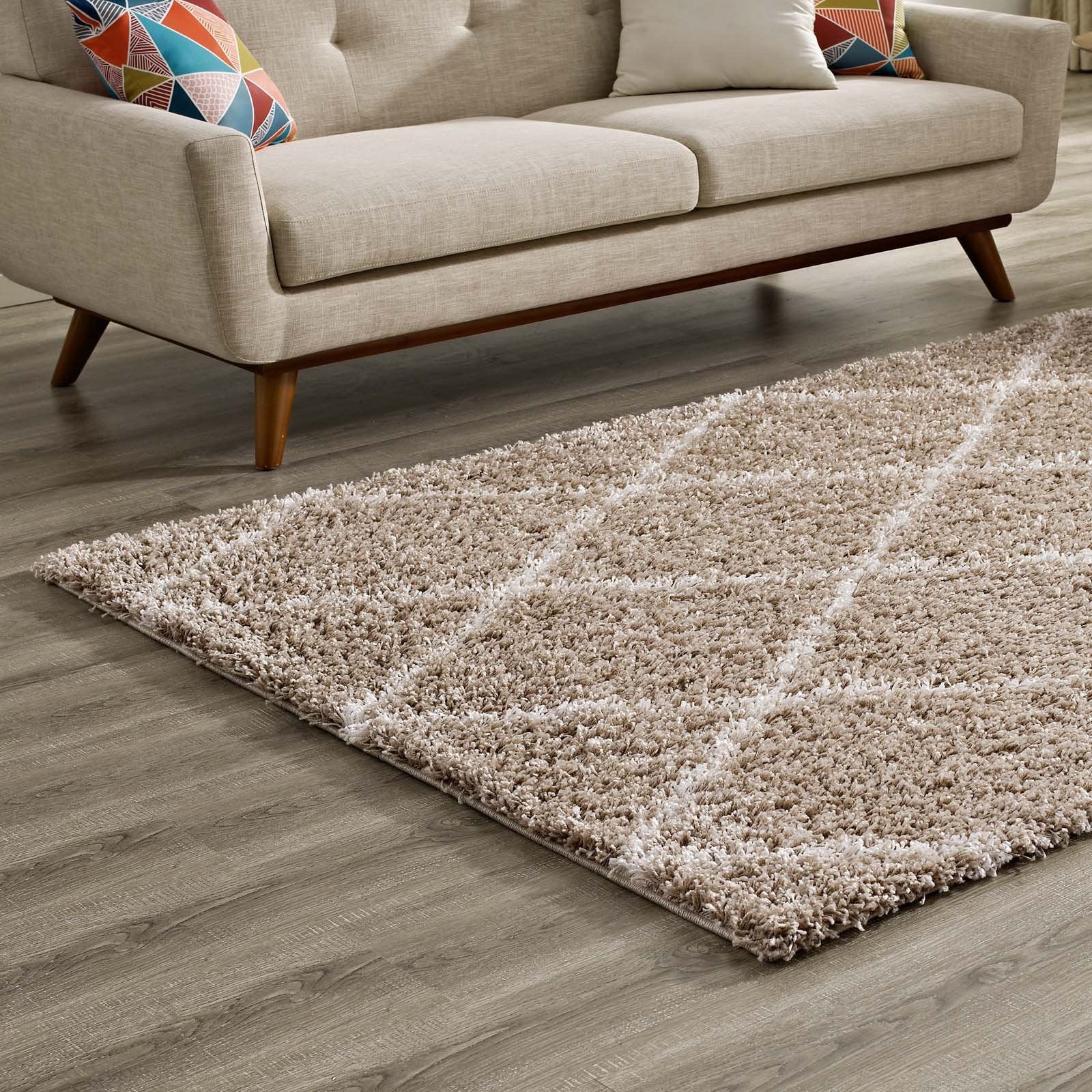 Modway Furniture Modern Toryn Diamond Lattice 5x8 Shag Area Rug - R-1144-58