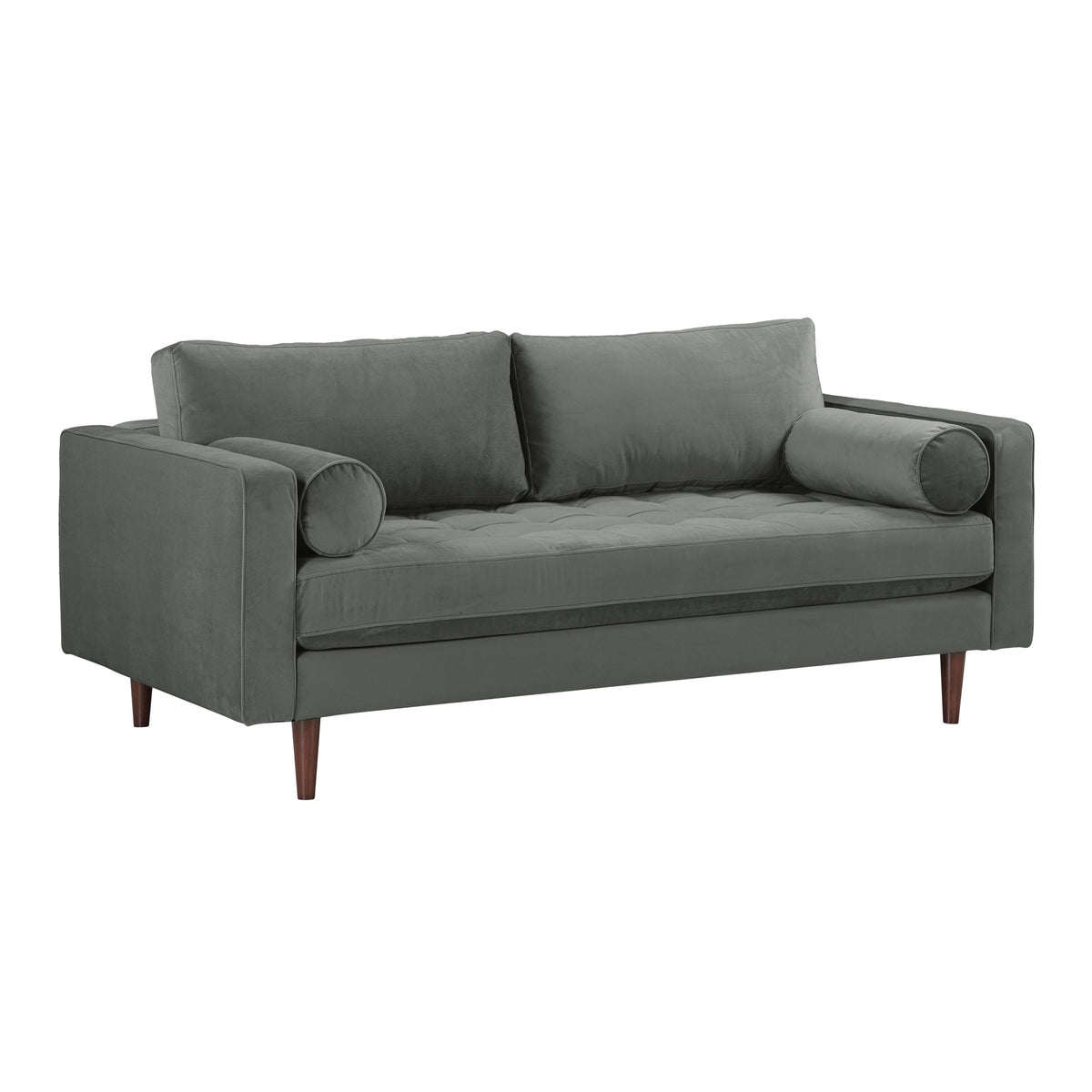 TOV Furniture Modern Cave Ash Gray Velvet Loveseat - REN-L01142