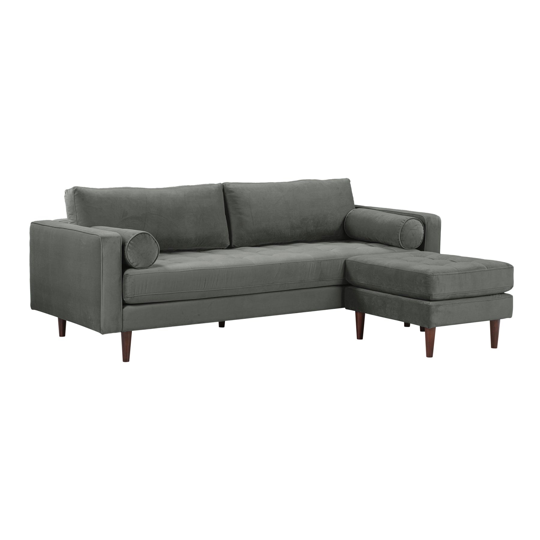 TOV Furniture Modern Cave Ash Gray Velvet Sectional - REN-L01143-SEC