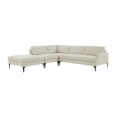 TOV Furniture Modern Serena Cream Velvet Large LAF Chaise Sectional with Black Legs - REN-L05110-BLK-SEC5L