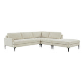 TOV Furniture Modern Serena Cream Velvet Large RAF Chaise Sectional with Black Legs - REN-L05110-BLK-SEC5R