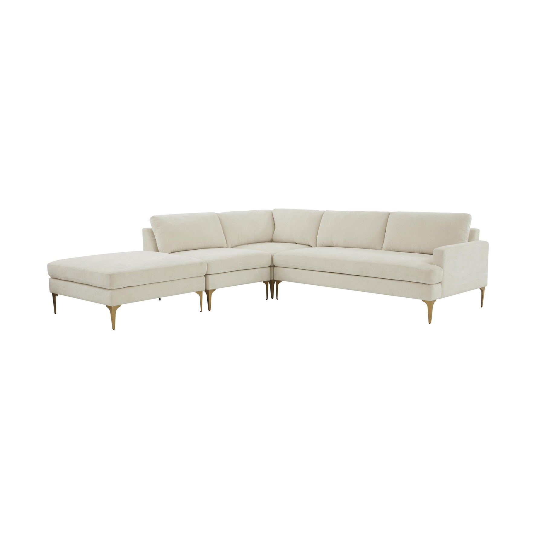 TOV Furniture Modern Serena Cream Velvet Large LAF Chaise Sectional - REN-L05110-SEC5L