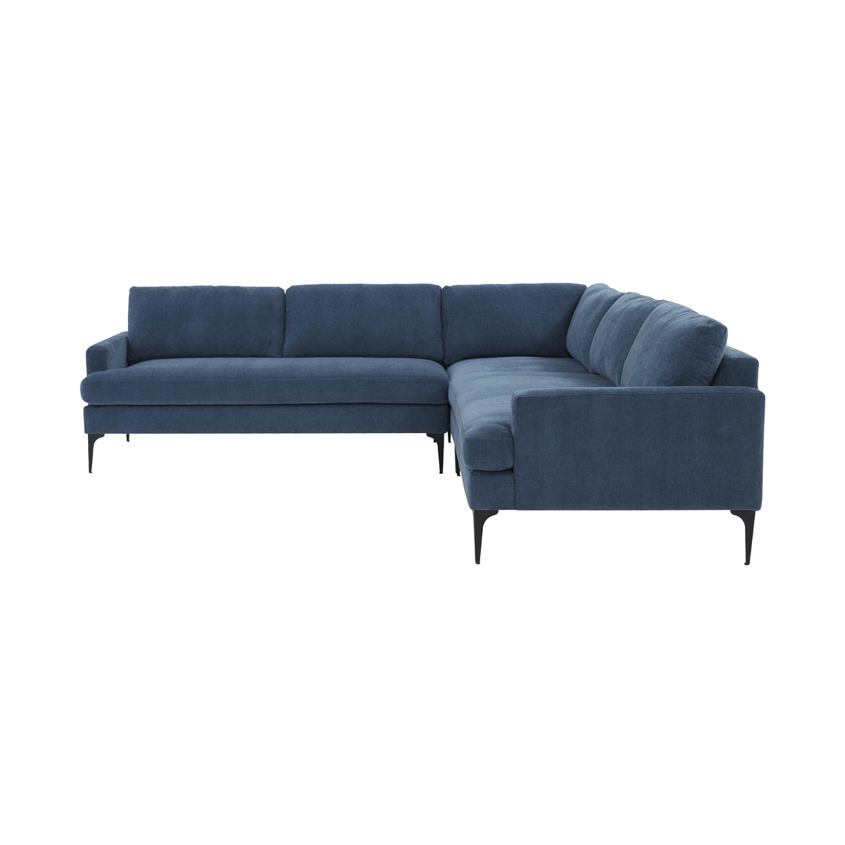 TOV Furniture Modern Serena Blue Velvet L-Sectional with Black Legs - REN-L05120-BLK-SEC