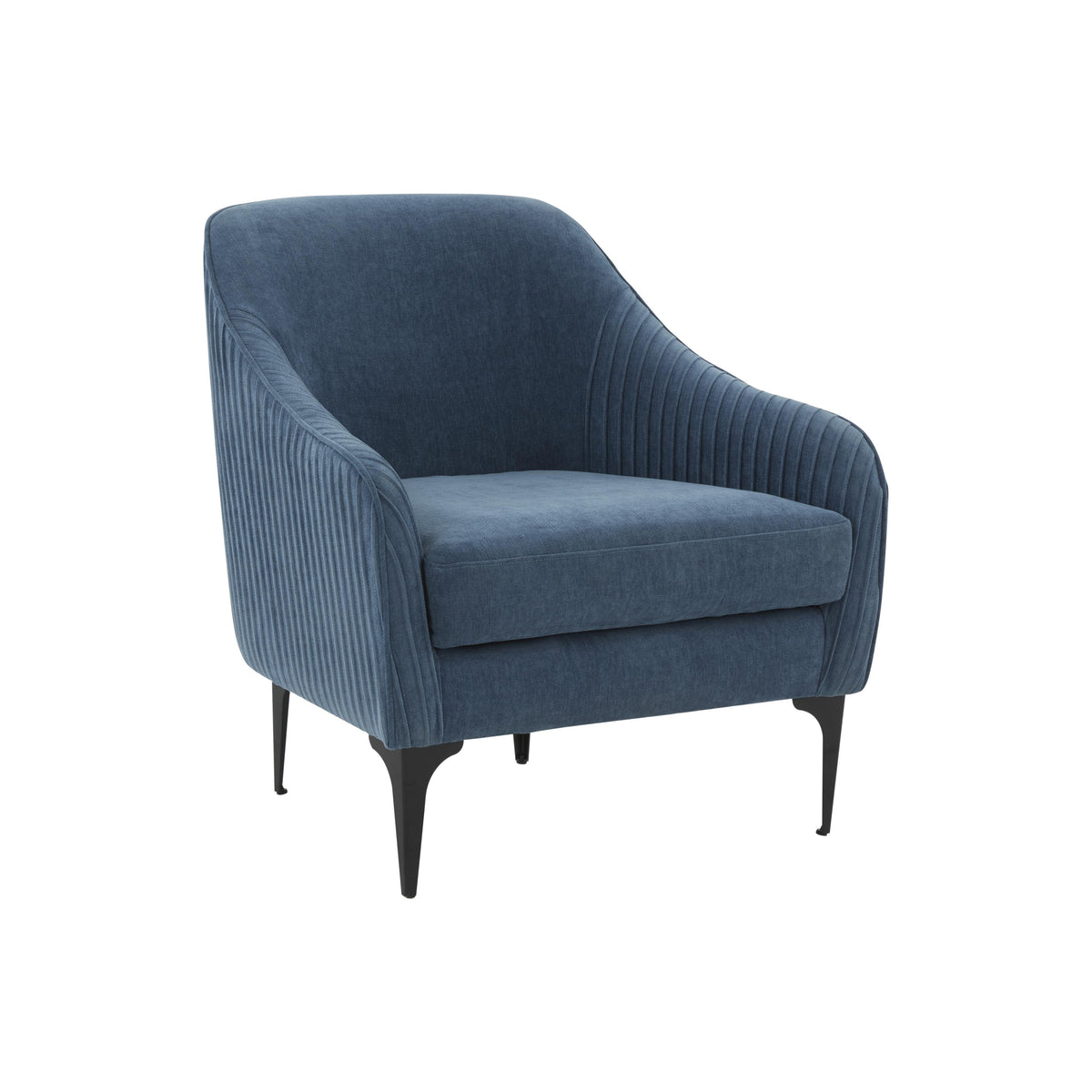 TOV Furniture Modern Serena Blue Velvet Accent Chair with Black Legs - REN-L05122-BLK