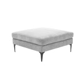 TOV Furniture Modern Serena Gray Velvet Ottoman with Black Legs - REN-L05131-BLK