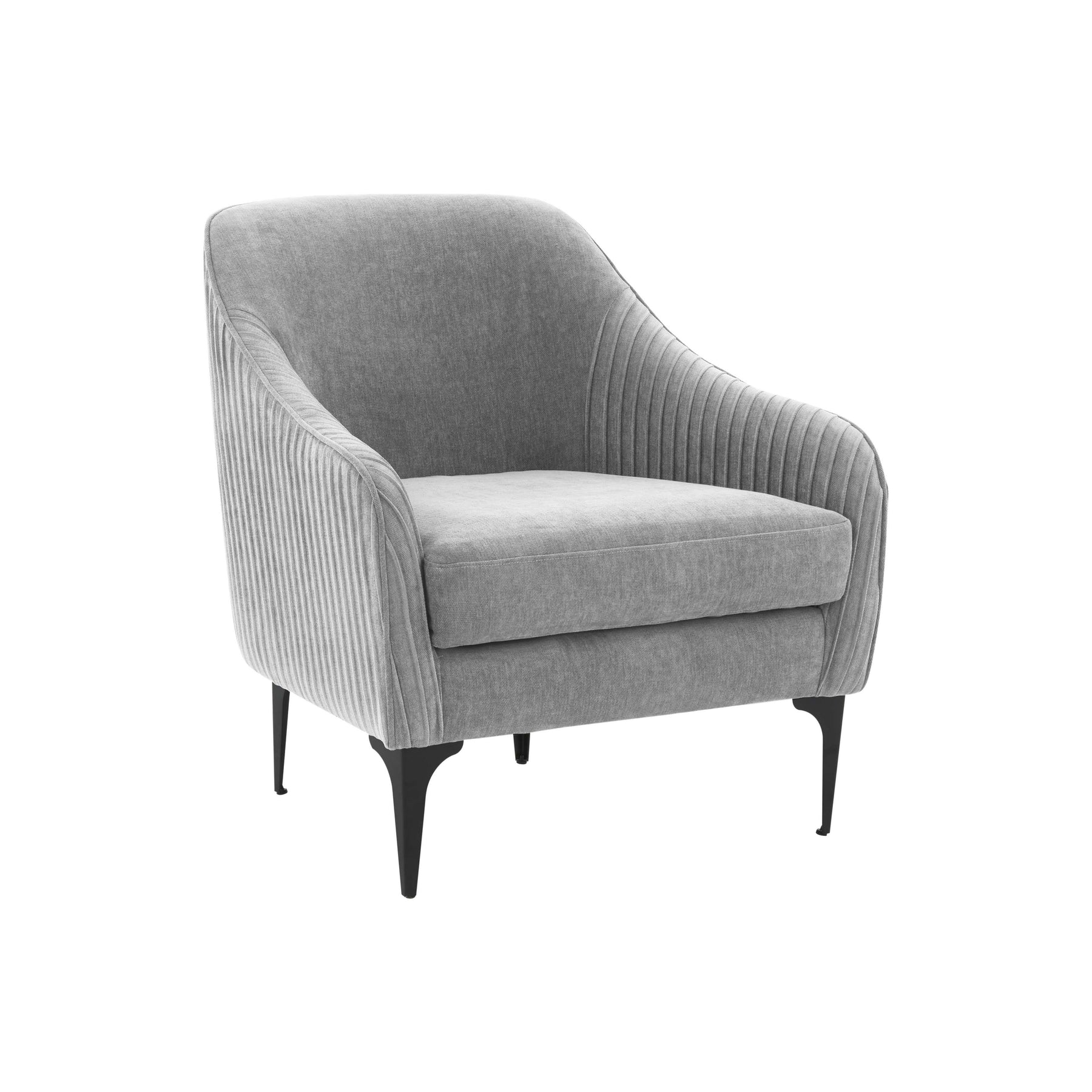 TOV Furniture Modern Serena Gray Velvet Accent Chair with Black Legs - REN-L05132-BLK