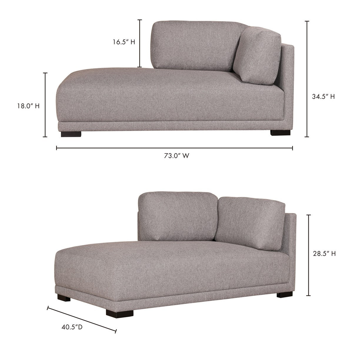 Moe's Home Collection Romeo Chaise Left Grey - RN-1117-29