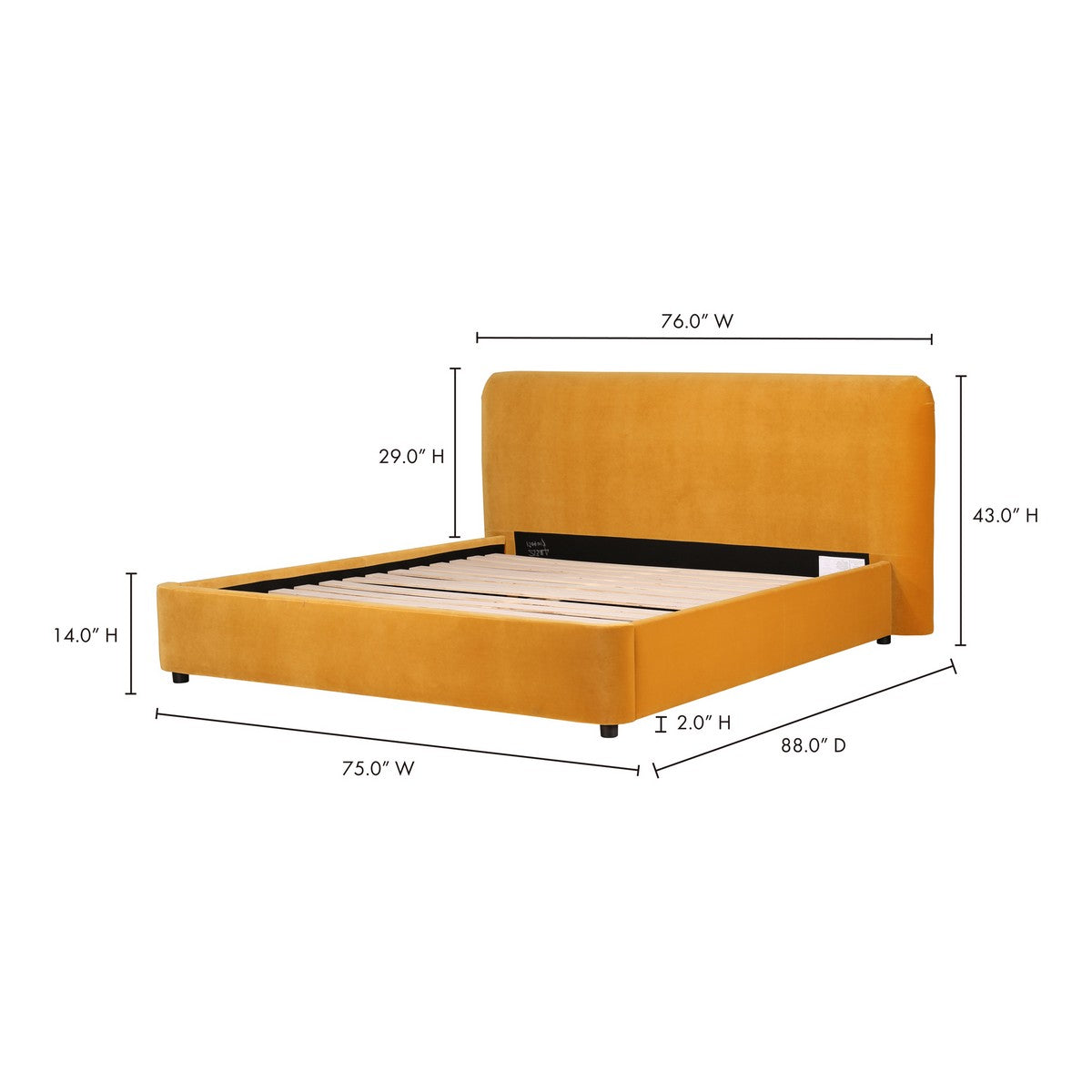 Moe's Home Collection Samara Queen Bed Mustard - RN-1125-09