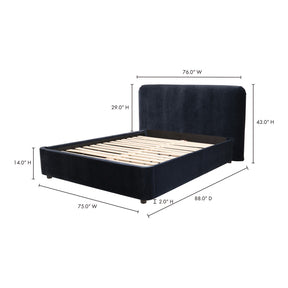 Moe's Home Collection Samara Queen Bed Blue Velvet - RN-1125-26