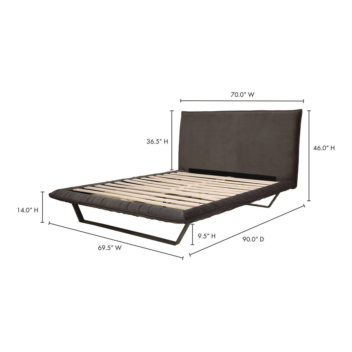 Moe's Home Collection Manilla Queen Bed Slate - RN-1127-25