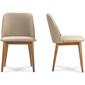 Baxton Studio Lavin Mid-Century "Walnut" Light Brown/Beige Faux Leather Dining Chair (Set of 2) Baxton Studio-dining chair-Minimal And Modern - 3