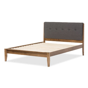 Baxton Studio Leyton Mid-Century Modern Grey Fabric Upholstered Queen Size Platform Bed  Baxton Studio-Queen Bed-Minimal And Modern - 4