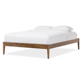 Baxton Studio Bentley Mid-Century Modern Walnut Finishing Solid Wood Queen Size Bed Frame  Baxton Studio-Queen Bed-Minimal And Modern - 2