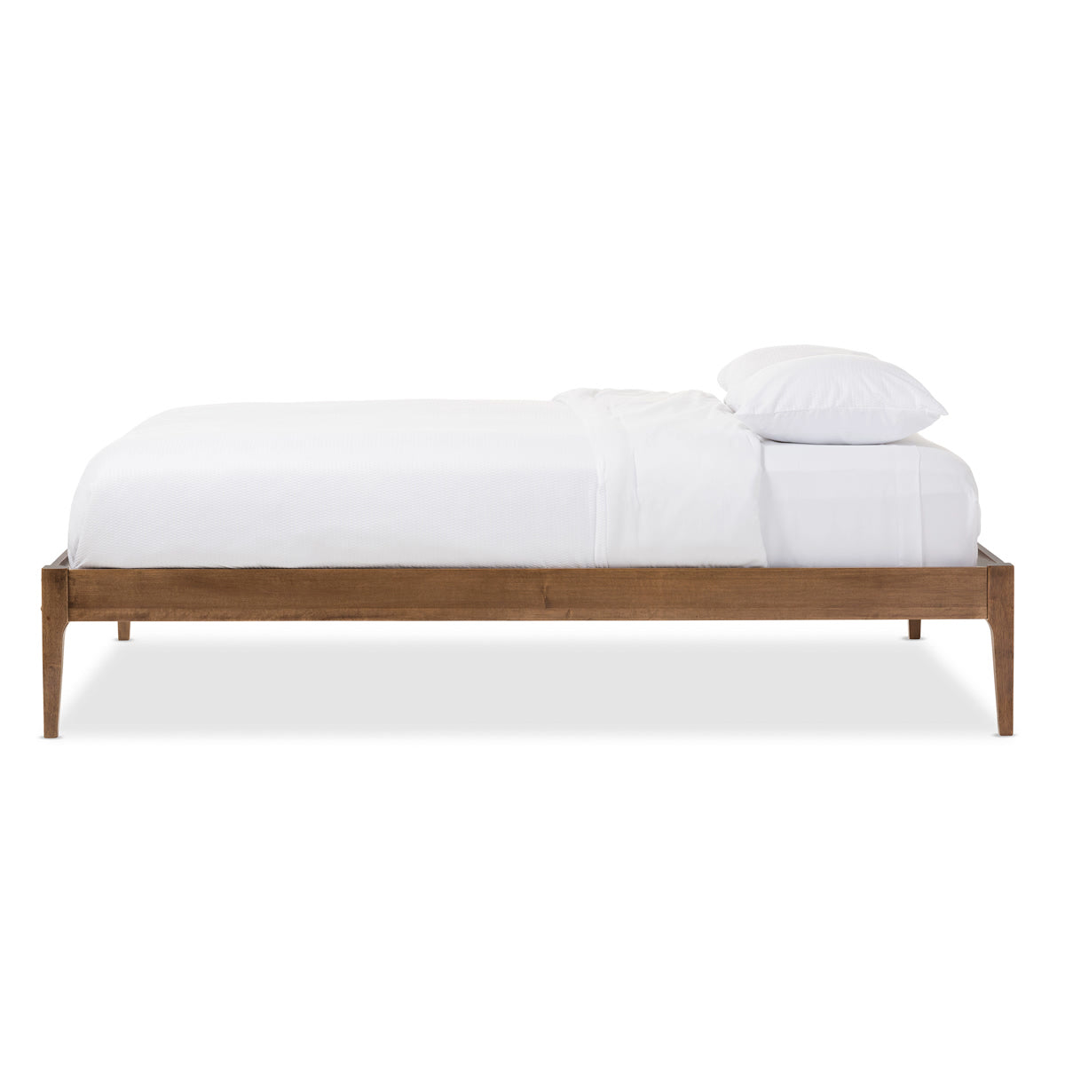 Baxton Studio Bentley Mid-Century Modern Walnut Finishing Solid Wood Queen Size Bed Frame  Baxton Studio-Queen Bed-Minimal And Modern - 3