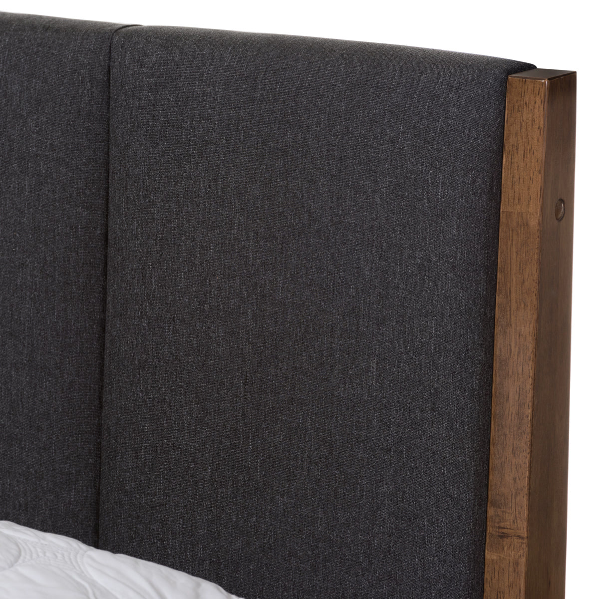 Baxton Studio Ember Mid-Century Dark Grey Fabric and Medium Brown Finish Wood Full Size Platform Bed Baxton Studio-Full Bed-Minimal And Modern - 5