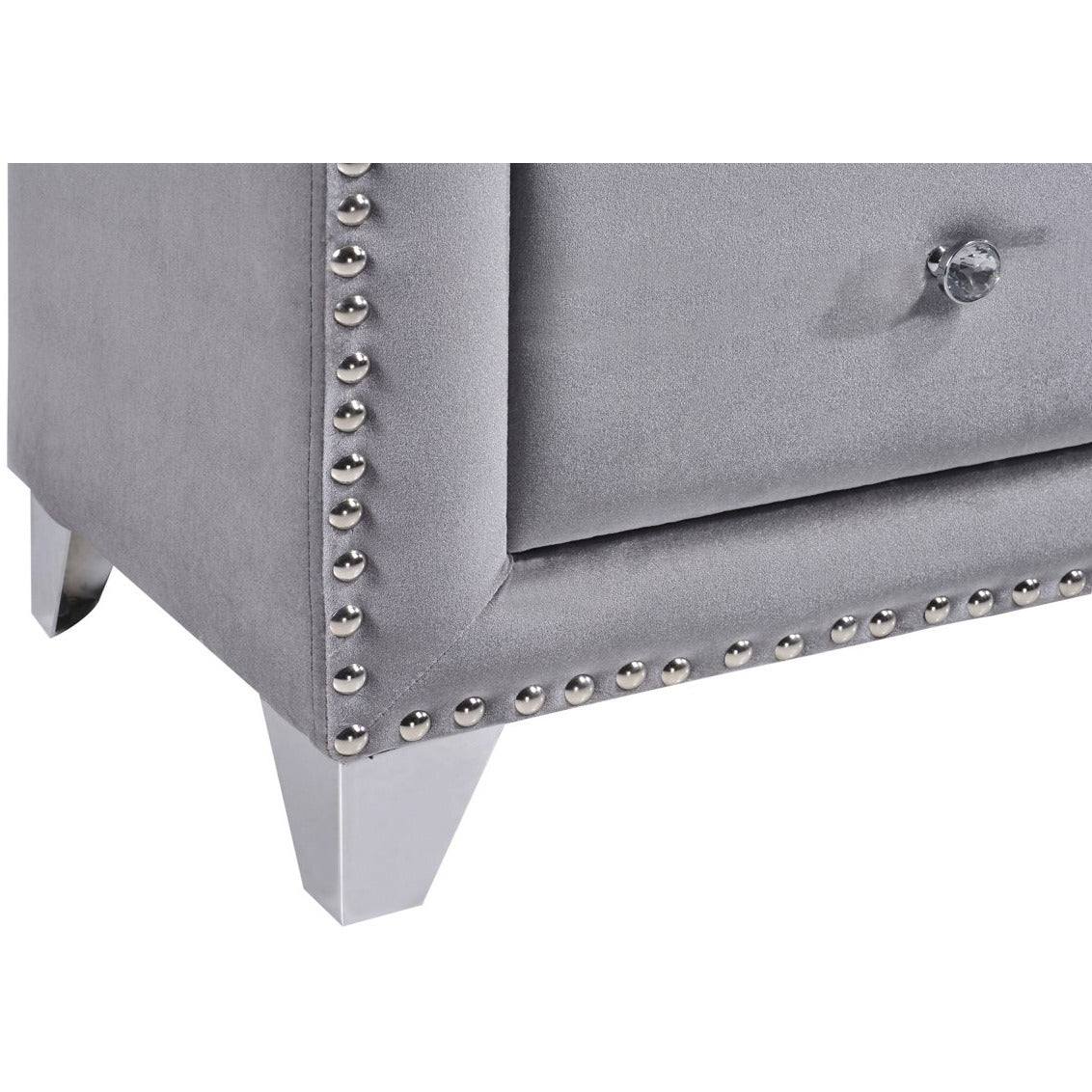 Meridian Furniture Sophie Grey Velvet Night Stand-Minimal & Modern