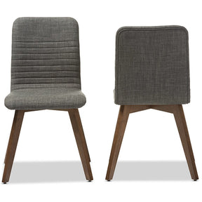 Baxton Studio Sugar Mid-century Retro Modern Scandinavian Style Dark Grey Fabric Upholstered Walnut Wood Finishing Dining Chair (Set of 2) Baxton Studio-dining chair-Minimal And Modern - 2