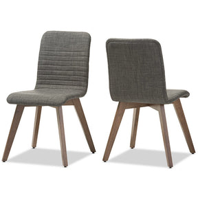 Baxton Studio Sugar Mid-century Retro Modern Scandinavian Style Dark Grey Fabric Upholstered Walnut Wood Finishing Dining Chair (Set of 2) Baxton Studio-dining chair-Minimal And Modern - 3