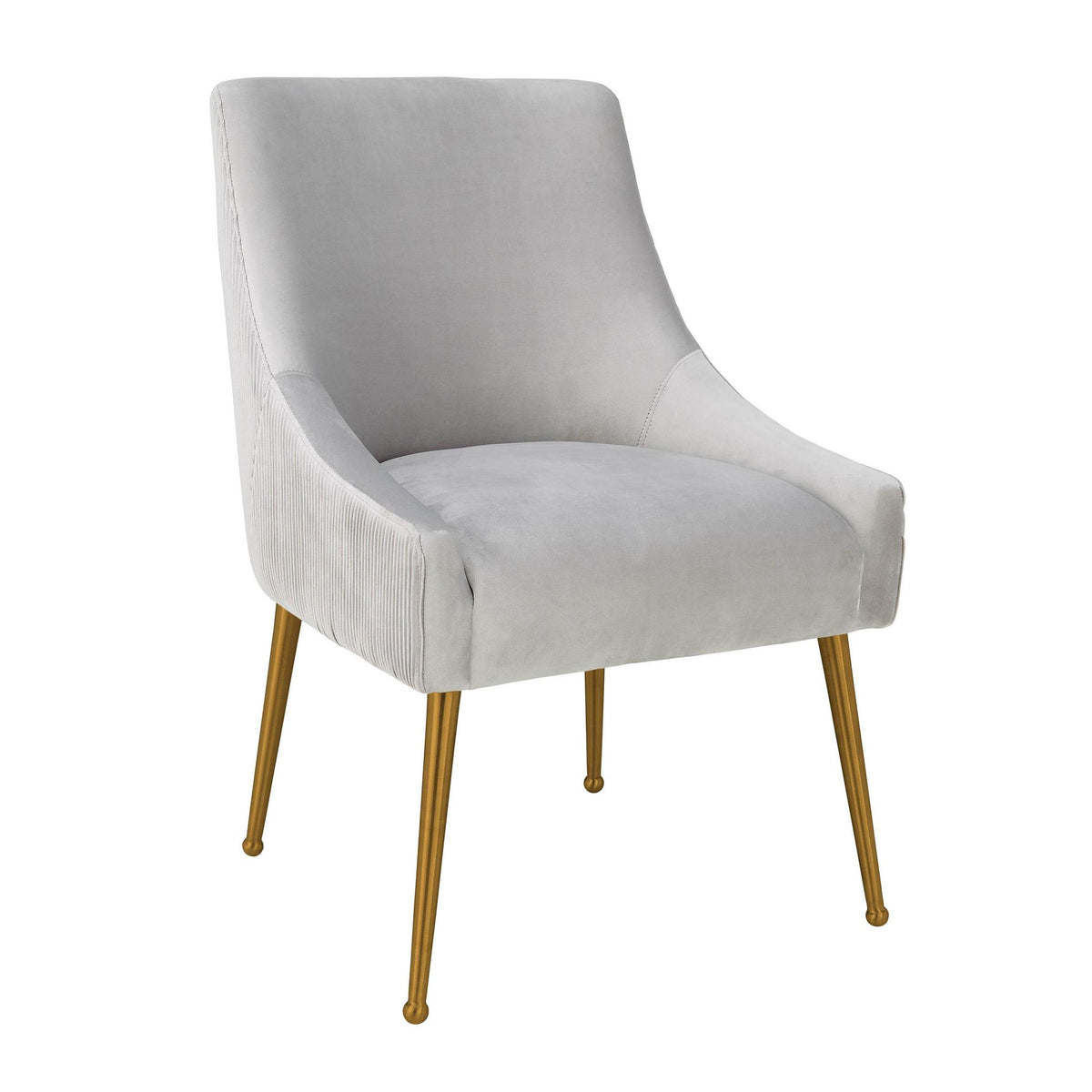 TOV Furniture Modern Beatrix Pleated Light Grey Velvet Side Chair